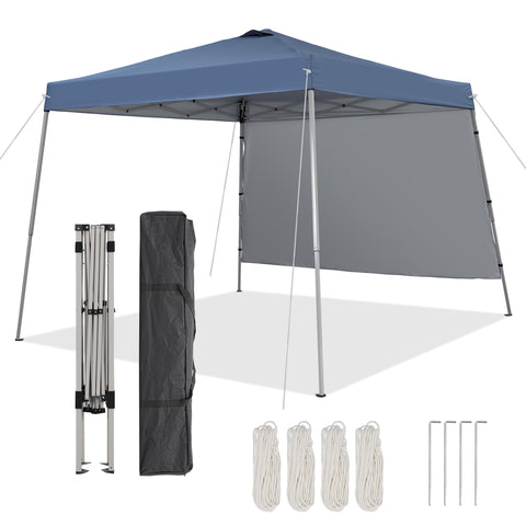 Ainfox 10X10 Pop Up Canopy, Slant Legs Instant Outdoor Canopy Tent with 1 Sidewall, Portable Patio Garden Deck Gazebo Shelter - 10x10 Base 8x8 Top