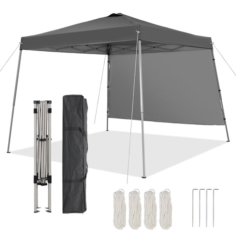 Ainfox 10X10 Pop Up Canopy, Slant Legs Instant Outdoor Canopy Tent with 1 Sidewall, Portable Patio Garden Deck Gazebo Shelter - 10x10 Base 8x8 Top
