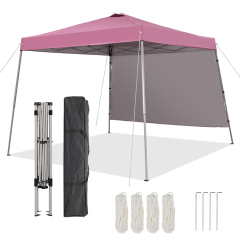 Ainfox 10X10 Pop Up Canopy, Slant Legs Instant Outdoor Canopy Tent with 1 Sidewall, Portable Patio Garden Deck Gazebo Shelter - 10x10 Base 8x8 Top