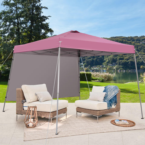 Ainfox 10X10 Pop Up Canopy, Slant Legs Instant Outdoor Canopy Tent with 1 Sidewall, Portable Patio Garden Deck Gazebo Shelter - 10x10 Base 8x8 Top