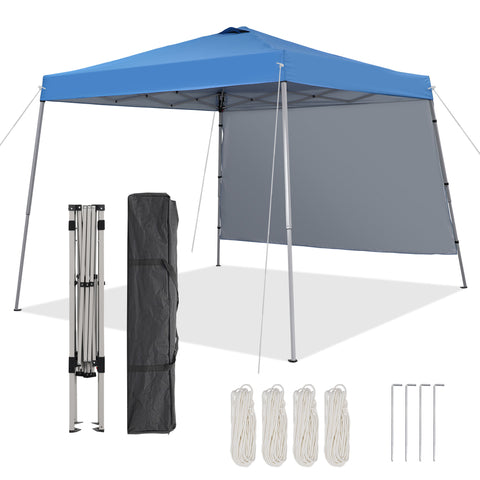 Ainfox 10X10 Pop Up Canopy, Slant Legs Instant Outdoor Canopy Tent with 1 Sidewall, Portable Patio Garden Deck Gazebo Shelter - 10x10 Base 8x8 Top