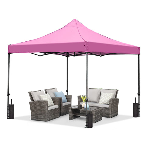 Ainfox 10' x 10'Heavy Duty Pop up Canopy Tent,Folding Instant Outdoor Gazebo,Sun Shade Tent,Pink