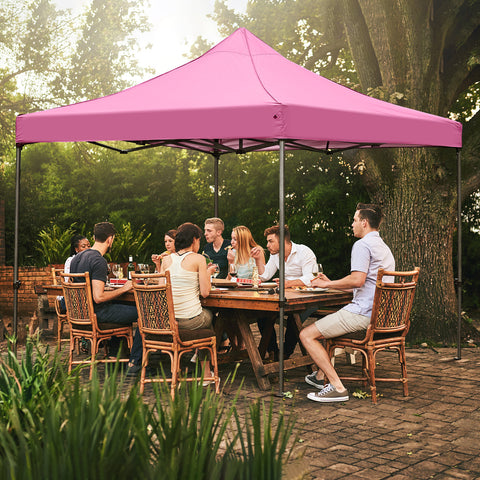 Ainfox 10' x 10'Heavy Duty Pop up Canopy Tent,Folding Instant Outdoor Gazebo,Sun Shade Tent,Pink