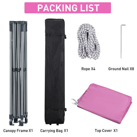 Ainfox 10' x 10'Heavy Duty Pop up Canopy Tent,Folding Instant Outdoor Gazebo,Sun Shade Tent,Pink
