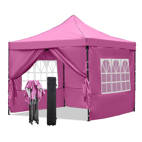 Ainfox 10' x 10'Heavy Duty Pop up Canopy Tent,Folding Instant Outdoor Gazebo,Sun Shade Tent,Pink