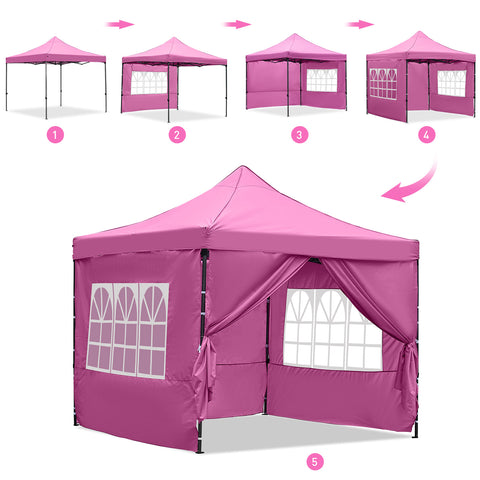Ainfox 10' x 10'Heavy Duty Pop up Canopy Tent,Folding Instant Outdoor Gazebo,Sun Shade Tent,Pink