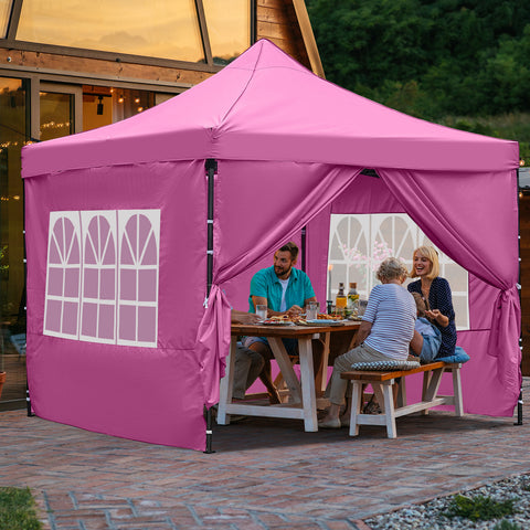 Ainfox 10' x 10'Heavy Duty Pop up Canopy Tent,Folding Instant Outdoor Gazebo,Sun Shade Tent,Pink
