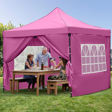 Ainfox 10' x 10'Heavy Duty Pop up Canopy Tent,Folding Instant Outdoor Gazebo,Sun Shade Tent,Pink