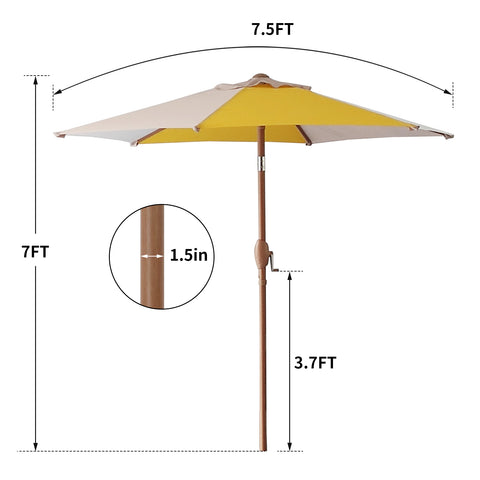 Ainfox 7.5 ft Contrast Color Patio Umbrella Tilt With Umbrella Base