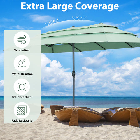 Ainfox 15ft Large Patio Umbrella, 3-Tiers Outdoor Double-Sided Rectangle Market Heavy Duty Umbrellas