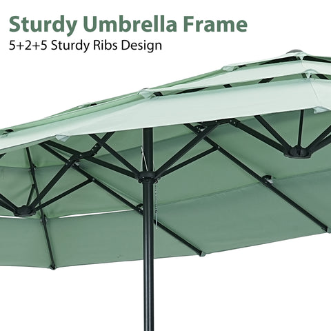 Ainfox 15ft Large Patio Umbrella, 3-Tiers Outdoor Double-Sided Rectangle Market Heavy Duty Umbrellas