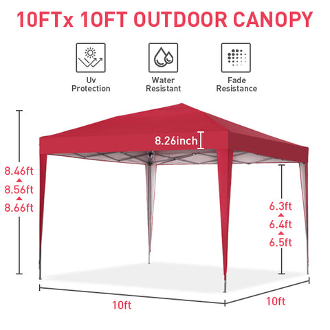 Ainfox 10 x 10 ft Pop-Up Canopy  Patio Canopy For Patio,Garden,Party