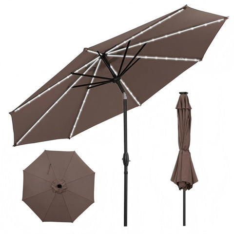 Ainfox 10ft Patio Umbrella With Led Light Bar For Market,Yard,Lawn Etc