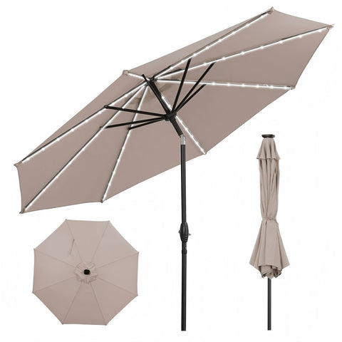 Ainfox 10ft Patio Umbrella With Led Light Bar For Market,Yard,Lawn Etc