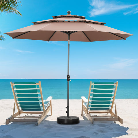 Ainfox 10 FT Patio Umbrella 3 Tiers Outdoor Market Umbrella with Crank and Tilt for Garden Lawn Backyard Pool