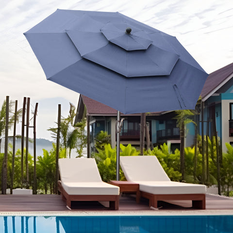 Ainfox 10 FT Patio Umbrella 3 Tiers Outdoor Market Umbrella with Crank and Tilt for Garden Lawn Backyard Pool
