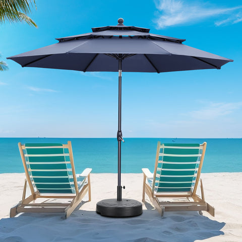 Ainfox 10 FT Patio Umbrella 3 Tiers Outdoor Market Umbrella with Crank and Tilt for Garden Lawn Backyard Pool