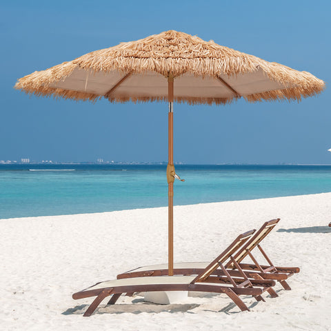 Ainfox Thatched Tiki Patio Umbrella, Outdoor Market Umbrella 7.5FT/9FT/13FT/15FT for Garden, Deck, Backyard, Pool, Beach