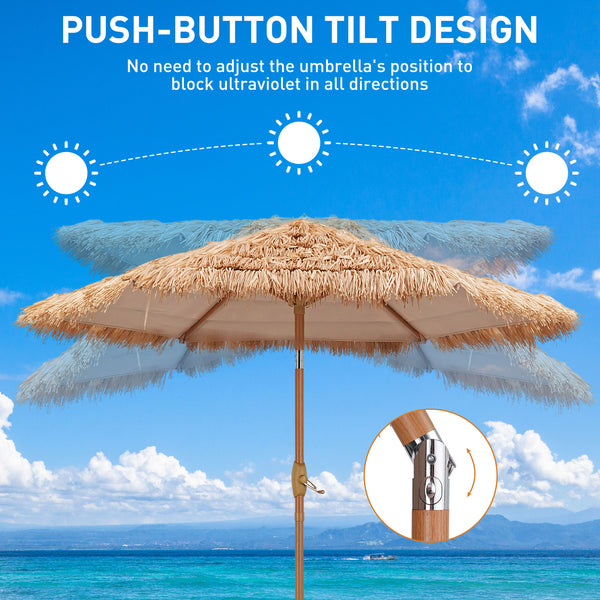Ainfox Thatched Tiki Patio Umbrella, Outdoor Market Umbrella 7.5FT/9FT/13FT/15FT for Garden, Deck, Backyard, Pool, Beach