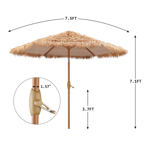 Ainfox Thatched Tiki Patio Umbrella, Outdoor Market Umbrella 7.5FT/9FT/13FT/15FT for Garden, Deck, Backyard, Pool, Beach