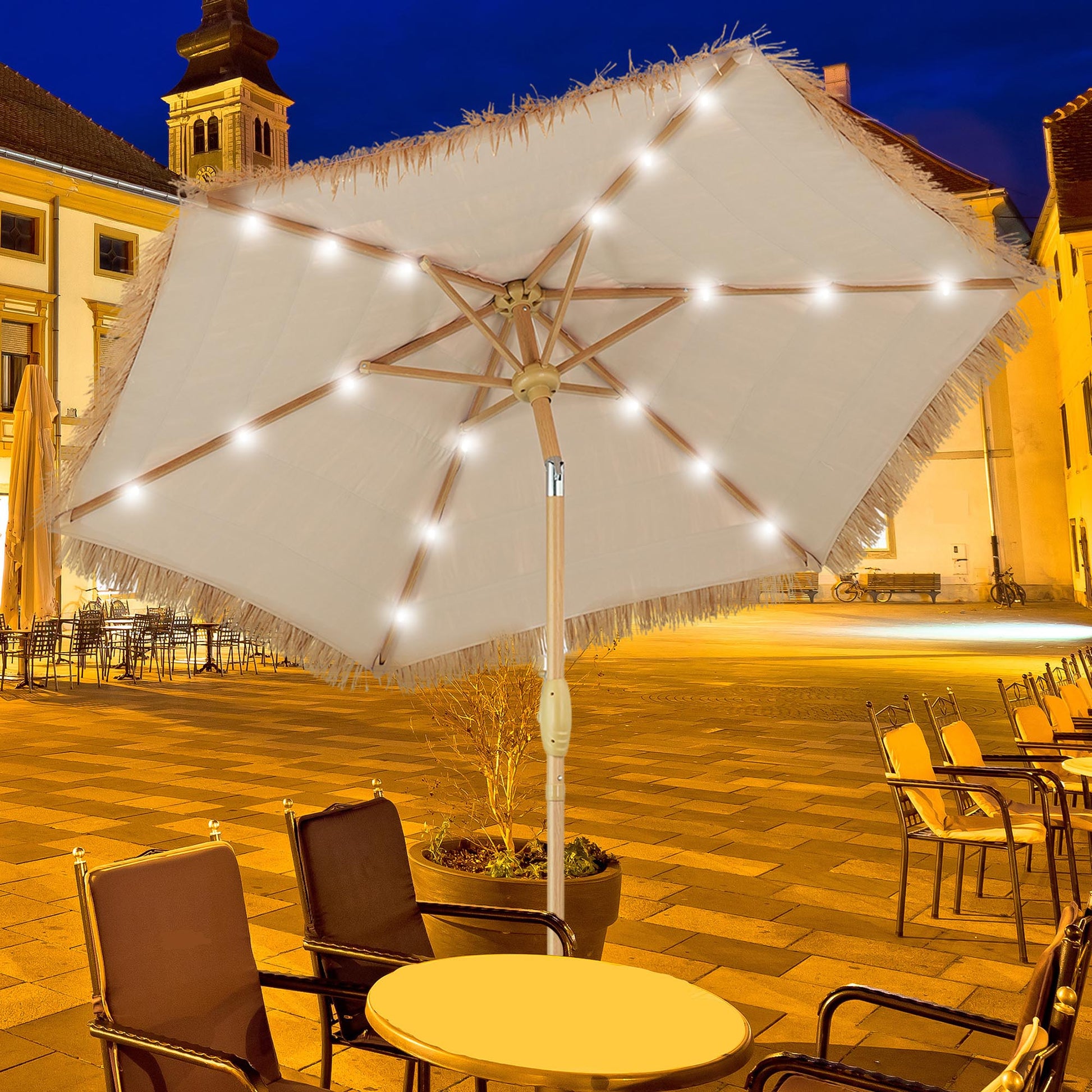 Ainfox Thatched Tiki Patio Umbrella, Outdoor Market Umbrella for Garden, Deck, Backyard, Pool, Beach
