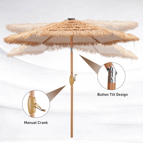 Ainfox Thatched Tiki Patio Umbrella, Outdoor Market Umbrella for Garden, Deck, Backyard, Pool, Beach