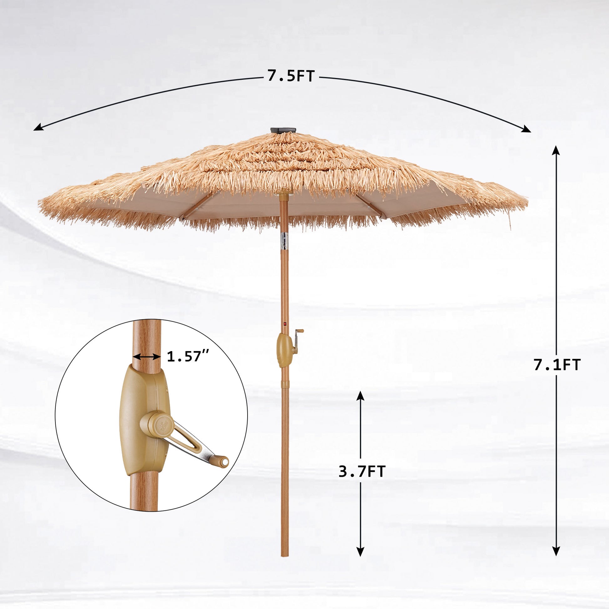 Ainfox Thatched Tiki Patio Umbrella, Outdoor Market Umbrella for Garden, Deck, Backyard, Pool, Beach