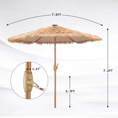 Ainfox Thatched Tiki Patio Umbrella, Outdoor Market Umbrella for Garden, Deck, Backyard, Pool, Beach