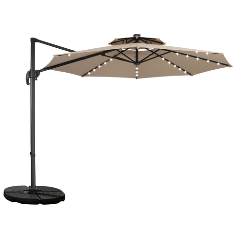 Ainfox 10ft Double Top Heavy-Duty Patio Cantilever Umbrella with Cross Base,Large Offset Hanging Aluminum Umbrella with 360°Rotation Adjustable