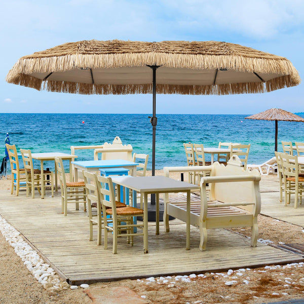 Ainfox Thatched Tiki Patio Umbrella, Outdoor Market Umbrella 7.5FT/9FT/13FT/15FT for Garden, Deck, Backyard, Pool, Beach