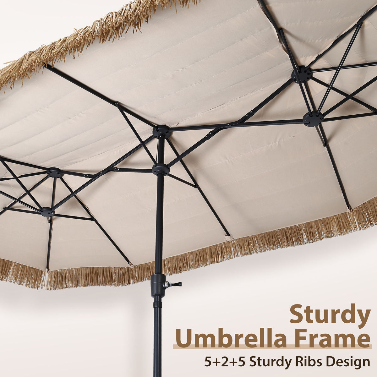 Ainfox Thatched Tiki Patio Umbrella, Outdoor Market Umbrella 7.5FT/9FT/13FT/15FT for Garden, Deck, Backyard, Pool, Beach