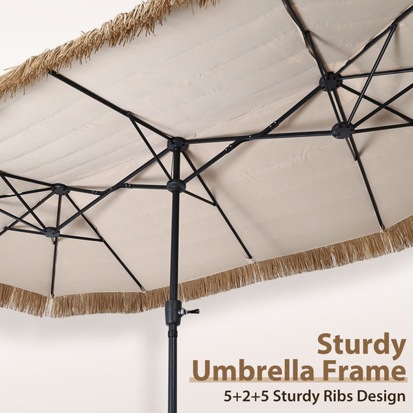 Ainfox Thatched Tiki Patio Umbrella, Outdoor Market Umbrella 7.5FT/9FT/13FT/15FT for Garden, Deck, Backyard, Pool, Beach