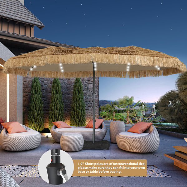 Ainfox Thatched Tiki Patio Umbrella, Outdoor Market Umbrella 7.5FT/9FT/13FT/15FT for Garden, Deck, Backyard, Pool, Beach
