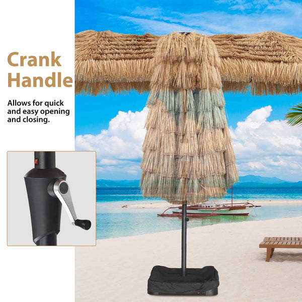 Ainfox Thatched Tiki Patio Umbrella, Outdoor Market Umbrella 7.5FT/9FT/13FT/15FT for Garden, Deck, Backyard, Pool, Beach
