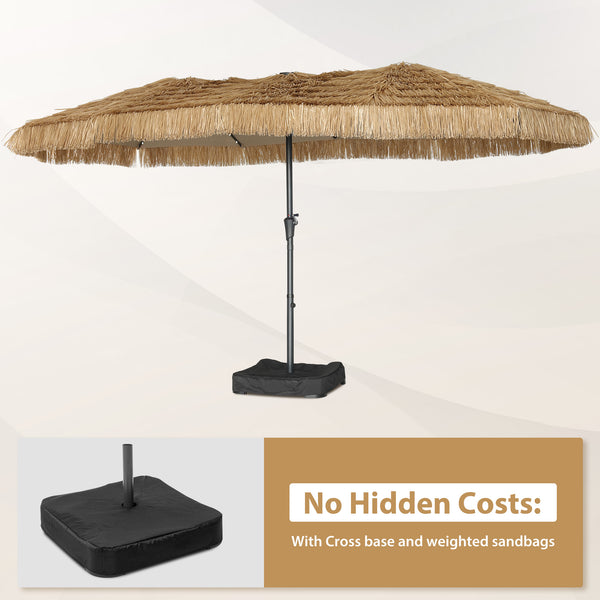 Ainfox Thatched Tiki Patio Umbrella, Outdoor Market Umbrella 7.5FT/9FT/13FT/15FT for Garden, Deck, Backyard, Pool, Beach