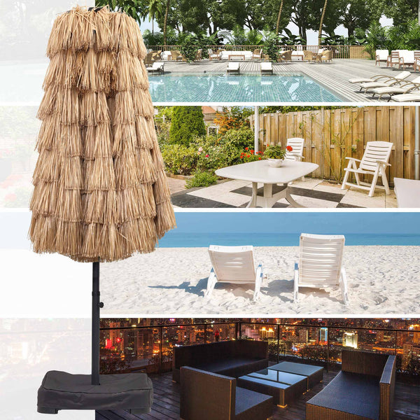 Ainfox Thatched Tiki Patio Umbrella, Outdoor Market Umbrella 7.5FT/9FT/13FT/15FT for Garden, Deck, Backyard, Pool, Beach