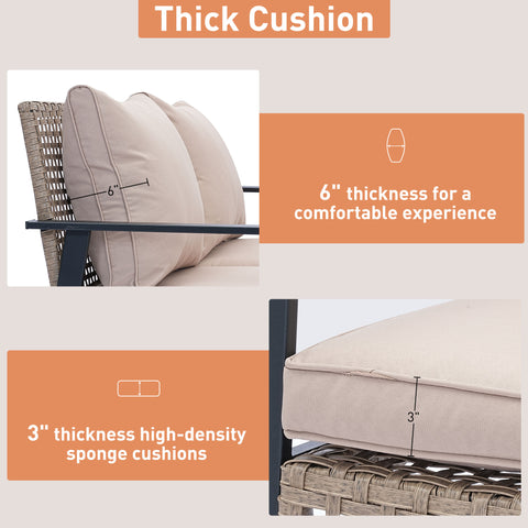 Ainfox Outdoor Patio Furniture Rocking Loveseat, Wicker Rattan Sofa