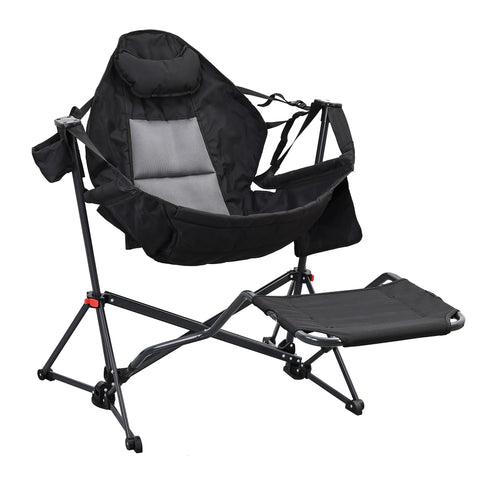 Ainfox Hammock Camping Chair with Footrest, Foldable Portable Rocking Chairs for Adults Outside Swinging Camp for Outdoor Patio Poolside
