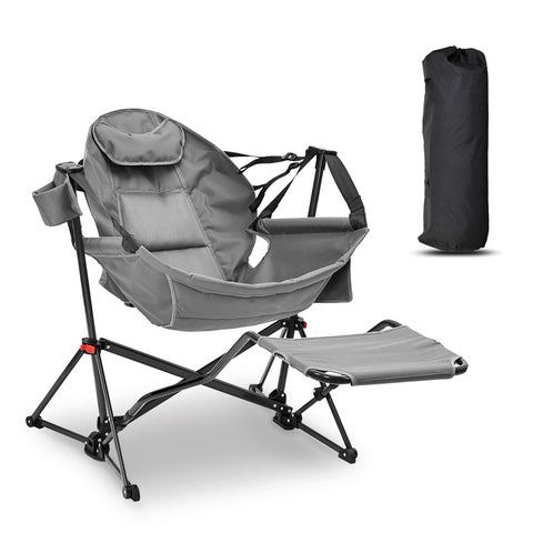Ainfox Hammock Camping Chair with Footrest, Foldable Portable Rocking Chairs for Adults Outside Swinging Camp for Outdoor Patio Poolside