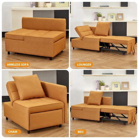 Anifox Recline Sofa Bed Sleeper Chair Yellow for Living Room, Small Apartments and Office