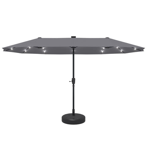 Ainfox 13ft Outdoor Patio Umbrella with Lights and Decorative Pattern Umbrella Base