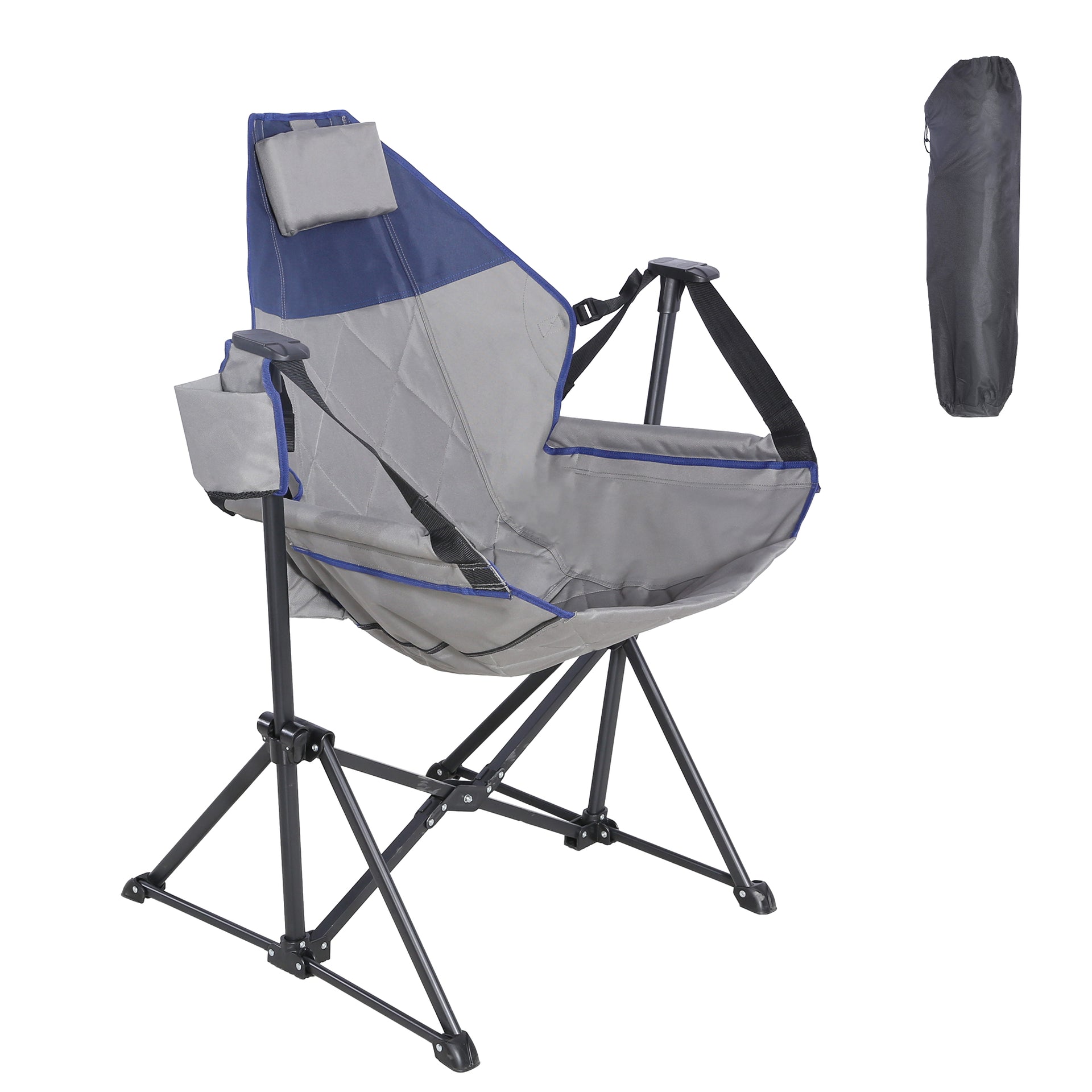 Heavy Duty Camping Chair High Back Folding Chair Thickened Steel FramePadded Portable Outdoor Chair