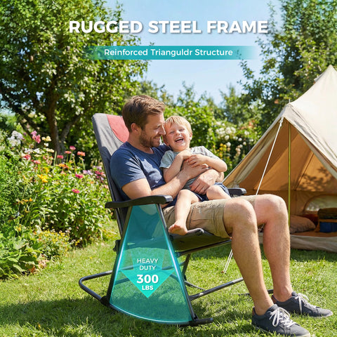 Ainfox Oversized Chair Folding Chair Rocking Chair Camping Chair Portable Chair Outdoor Chair Rocker Chair