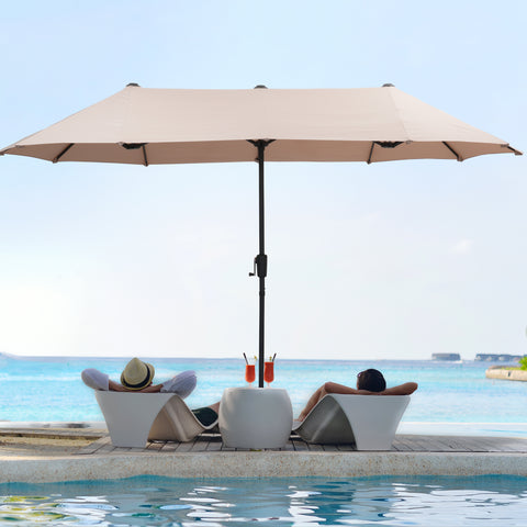 Ainfox 13ft Large Patio Umbrella, Outdoor Double-Sided Rectangle Market Heavy Duty Umbrellas without Base Green