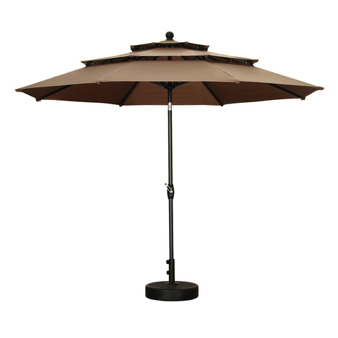 Ainfox 10FT 3 tier vented Outdoor Table Umbrella with Round Umbrella Base For Beach Market Backyard