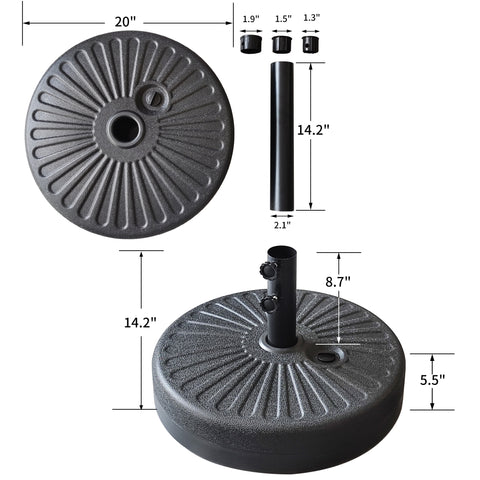 Ainfox 10FT 3 tier vented Outdoor Table Umbrella with Round Umbrella Base For Beach Market Backyard