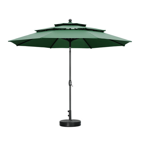 Ainfox 10FT 3 tier vented Outdoor Table Umbrella with Round Umbrella Base For Beach Market Backyard