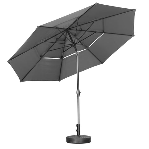 Ainfox 10FT 3 tier vented Outdoor Table Umbrella with Round Umbrella Base For Beach Market Backyard