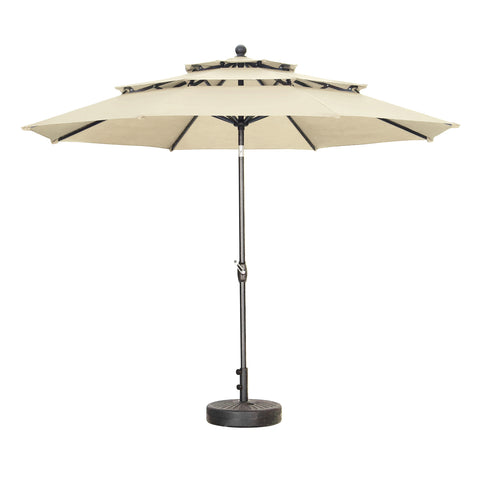 Ainfox 10FT 3 tier vented Outdoor Table Umbrella with Round Umbrella Base For Beach Market Backyard