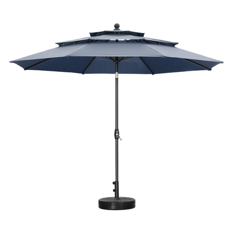 Ainfox 10FT 3 tier vented Outdoor Table Umbrella with Round Umbrella Base For Beach Market Backyard